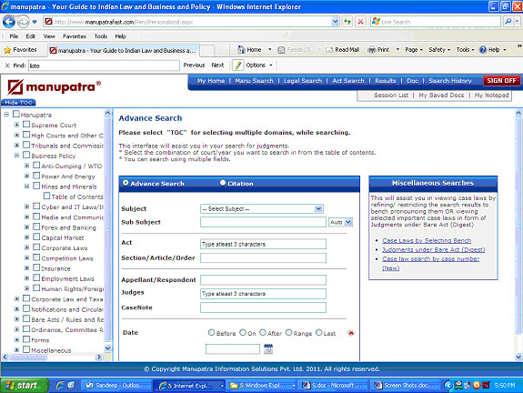 Judgment Search by selecting bench