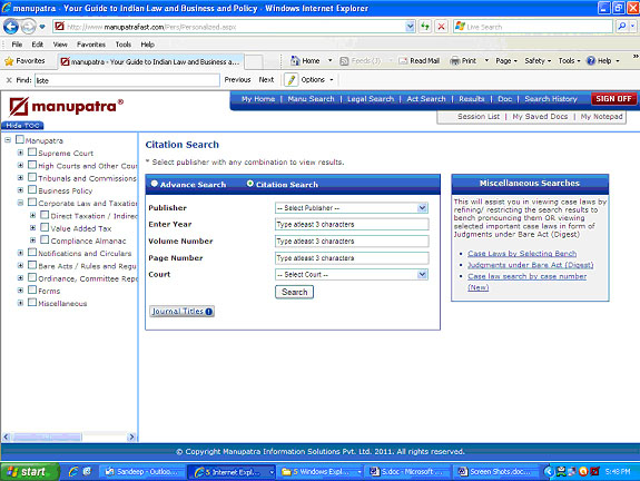Legal search: Search by citation 